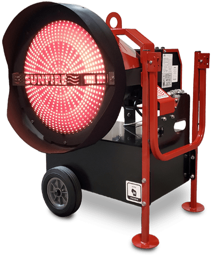 View of SunFire Radiant Heater while running